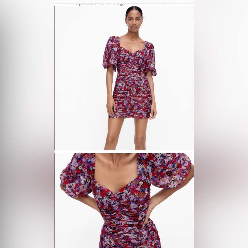 Zara Floral Printed Mini Dress with Draping size medium